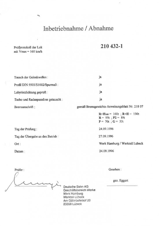 Abnahmeprotokoll 210 432-1